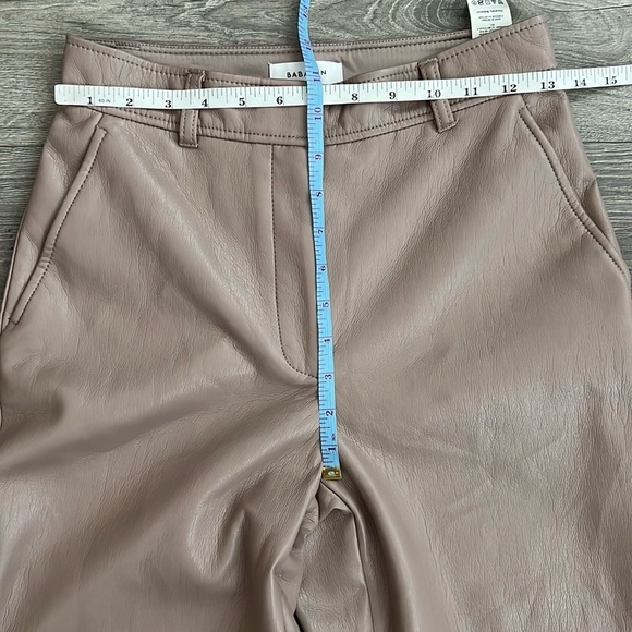 BABATON Agency Faux Leather Pants Size 4 Straight Leg Warm Taupe Neutral Aritzia - Picture 11 of 12
